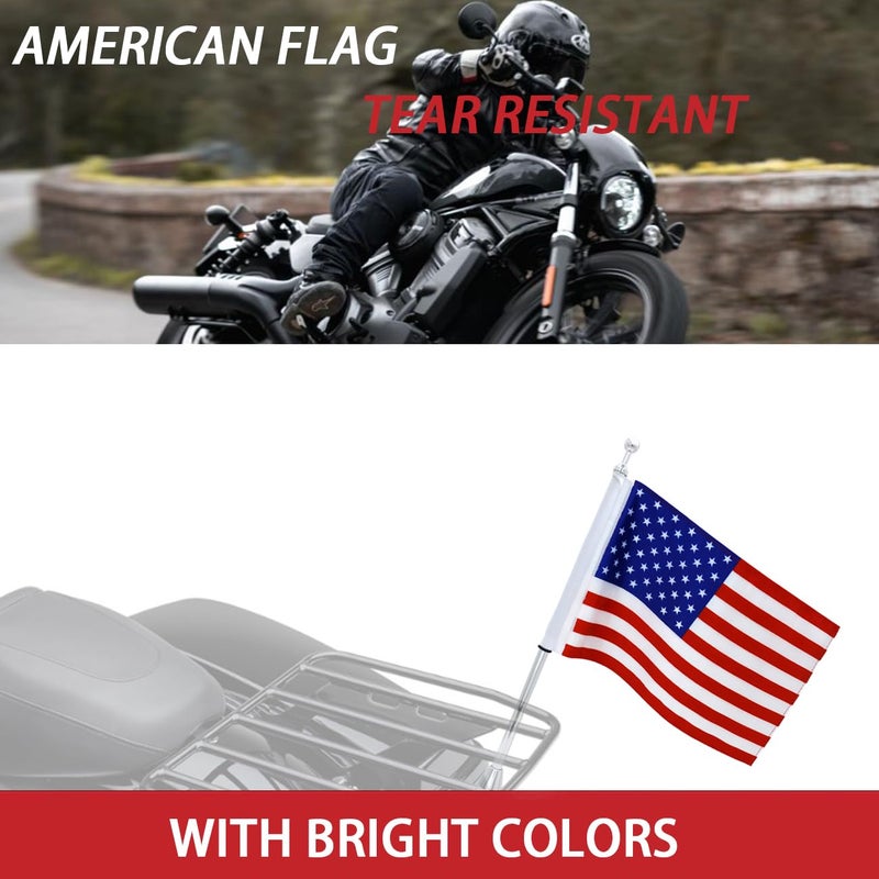 ROMASO Motorcycle Flag 6x9 Motorcycle American Flag 6" x 9" Replacement Motorcycle US Flag Double Sided Sewing UV Coated Mini Flag - Image 3
